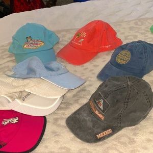 8 hats total bundle. Womens running hats and baseball hats unisex